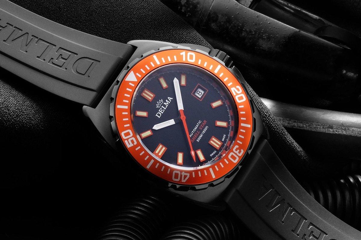 DELMA SHELL STAR BLACK TAG ORANGE RUBBER